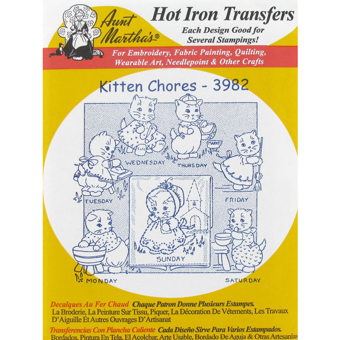 Kitten Chores Embroidery Transfer Pattern Hobby Lobby 701508